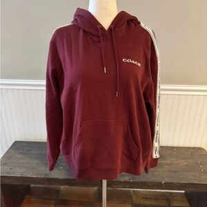 Coach Maroon Hoodie with White Logo Print NWOT